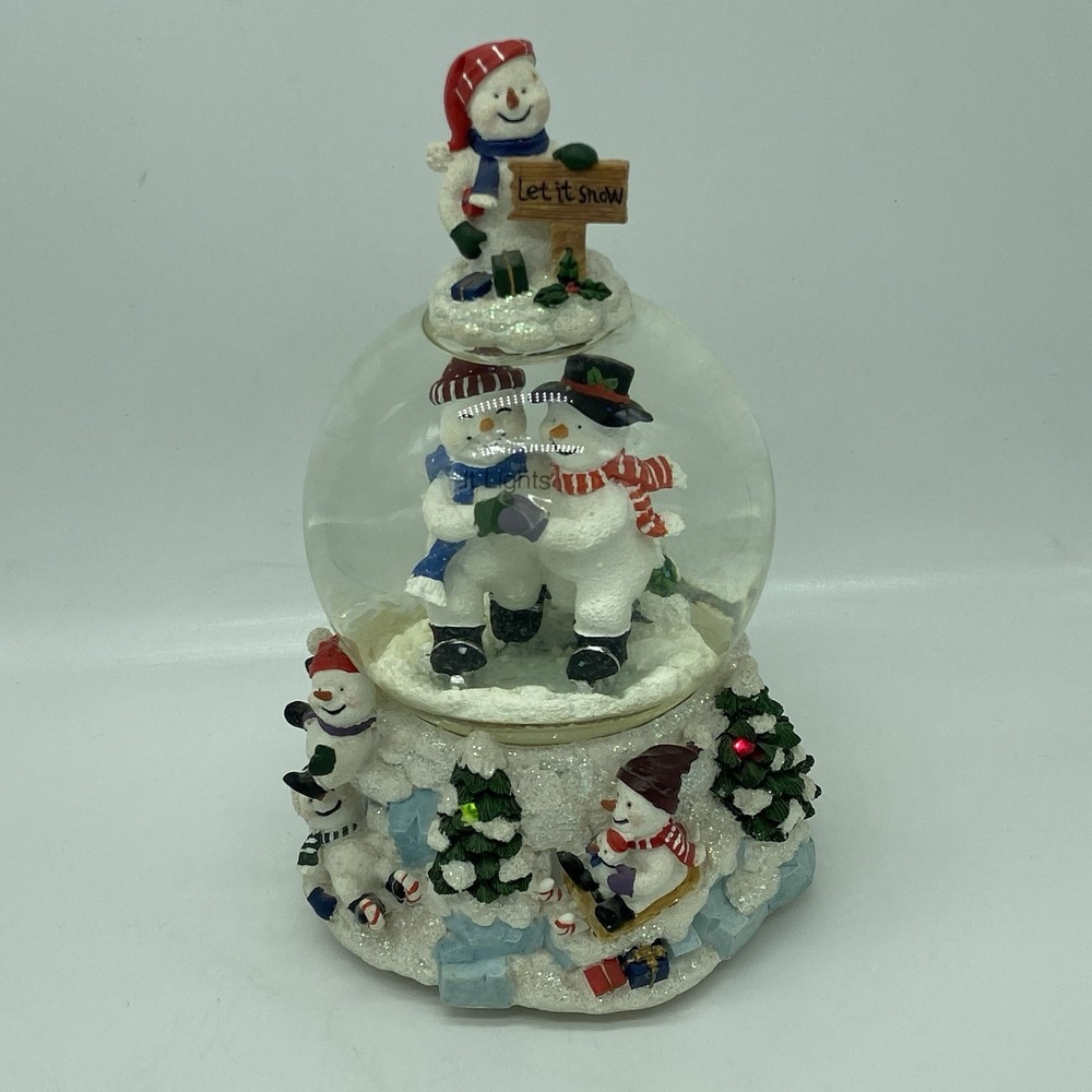 San Francisco Music Box Co Snowman Snowman‎ Snow Globe Christmas Decor Lights Up
